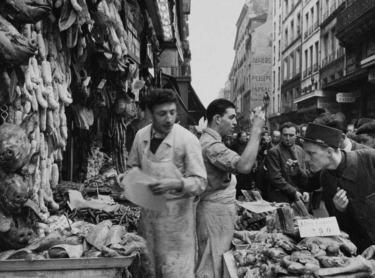 Butcher Stall in Les Halles, 1953,