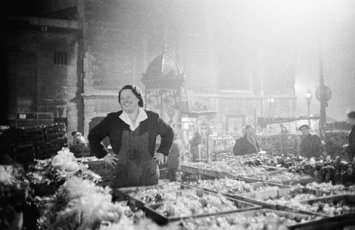 Greengrocer in Les Halles which was the central wholesale market of Paris, 1950
