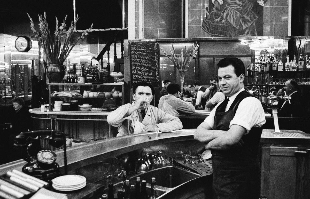 Butcher in a cafe in Les Halles district, 1950