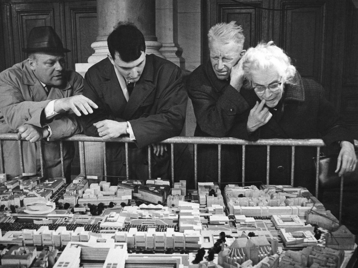 Model of an architectural project for the Halles de Paris, 1960s