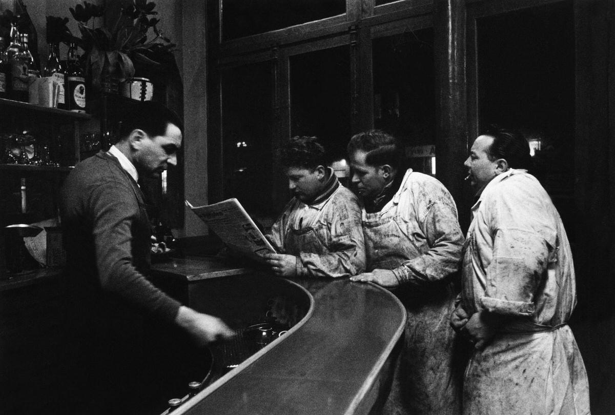 Butchers at the Bar, Les Halles, 1960s