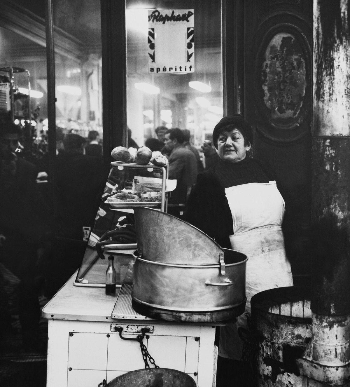 A Portrait of a Traditional Sandwiches and Chips Seller, Les Halles, 1960s