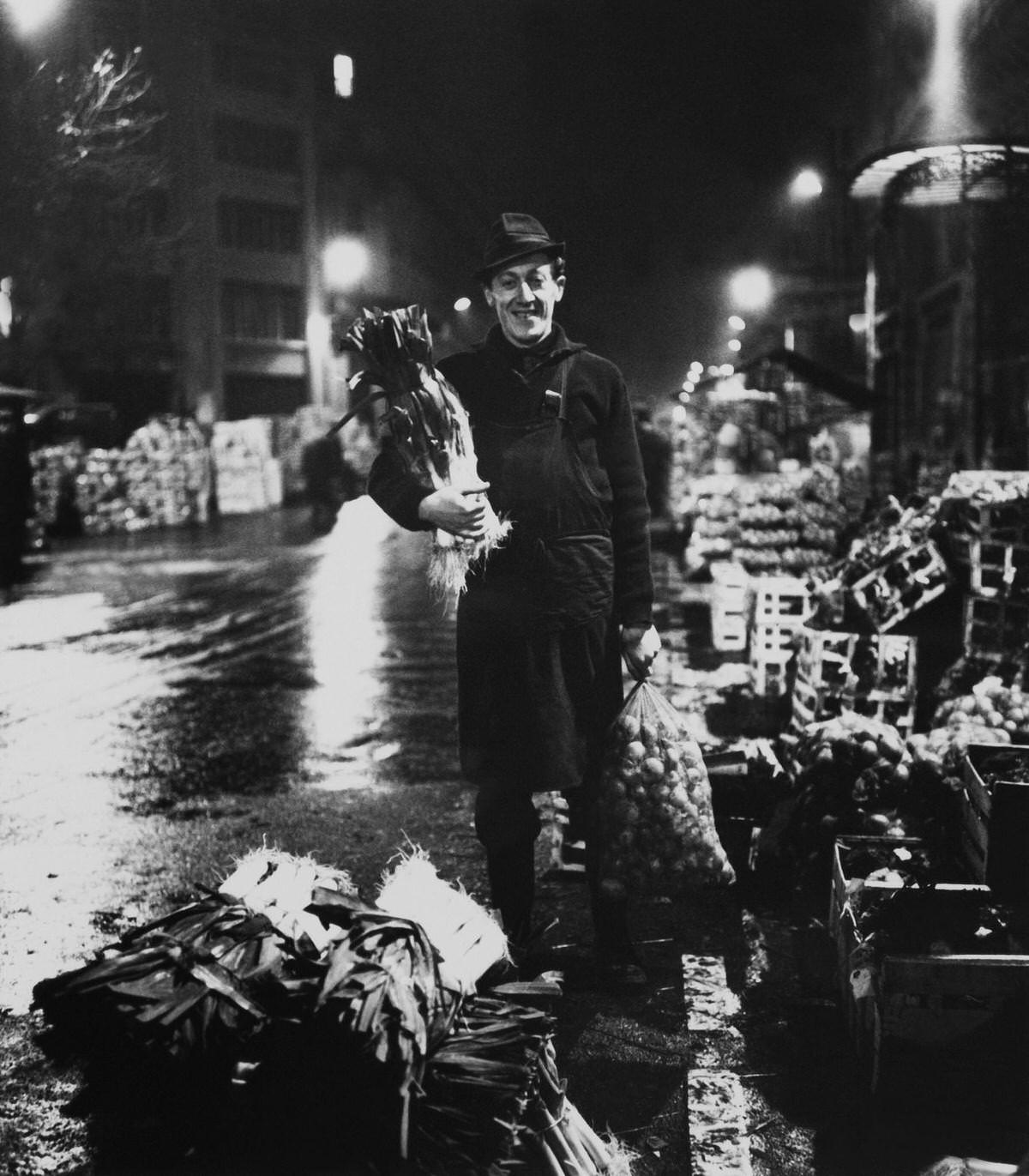 Les Halles, Portrait of a Wholesaler Smiling, Les Halles, 1960s