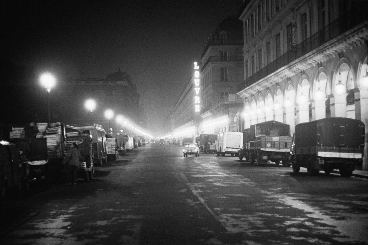 Les Halles of Paris by Night, 1950s