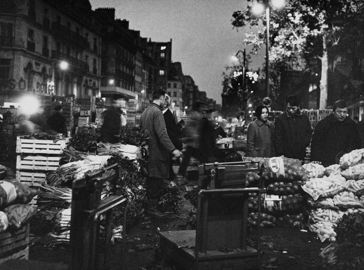 Les Halles in the Morning, Vegetables Stall, August 1965,