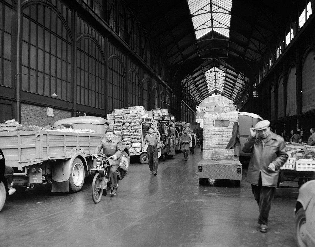 Market of Les Halles in Paris, France, on February 22, 1962.