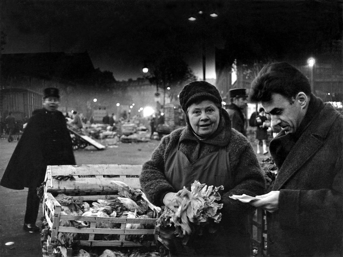 A salad stallholder in Les Halles, 1967