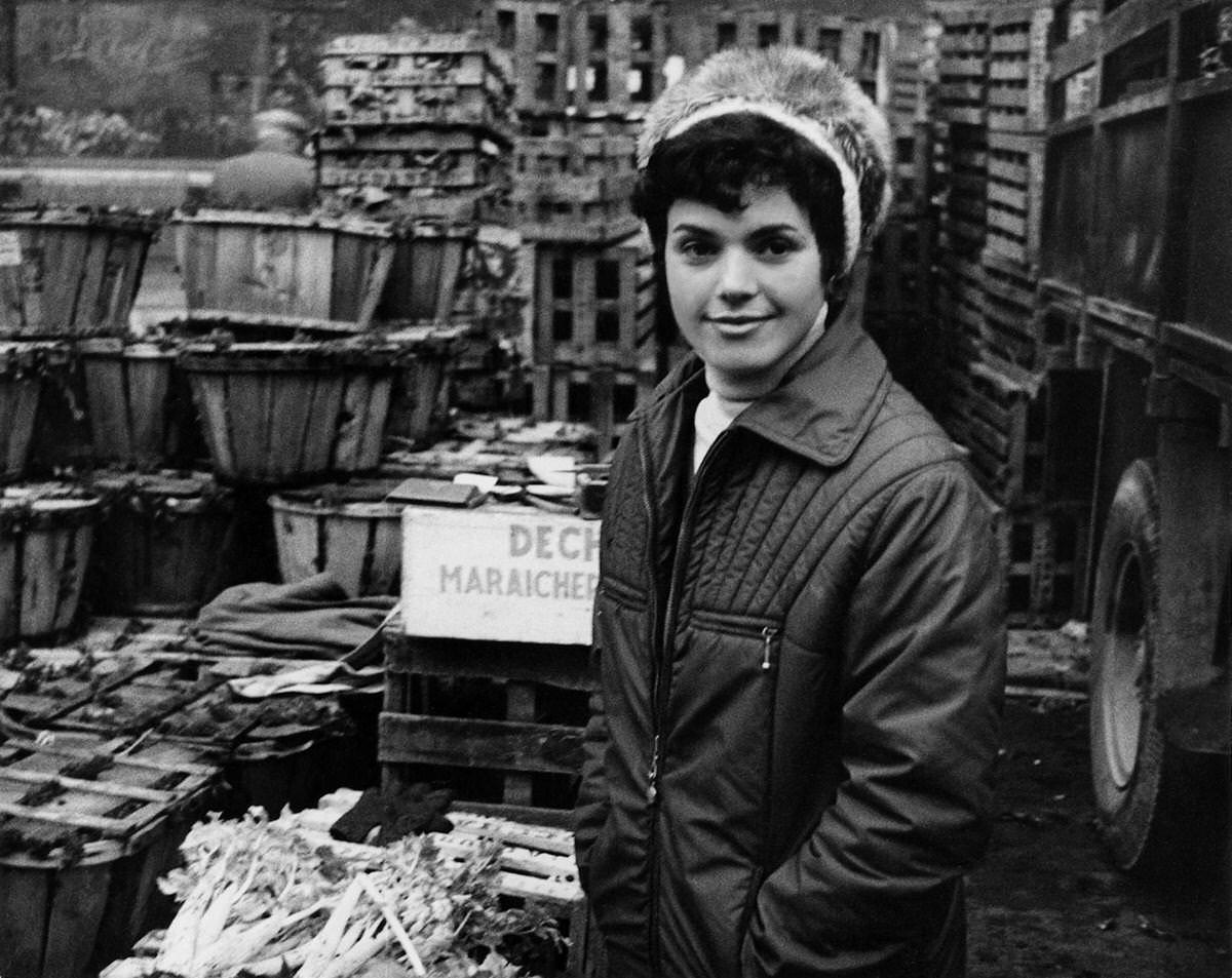 Market gardener in Les Halles, which was historically the traditional central market of Paris, 1967