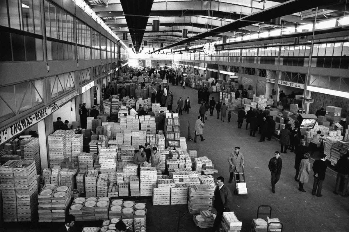 The new Paris wholesale market in the close suburb which replaced the former Halles in the center Paris in 1969