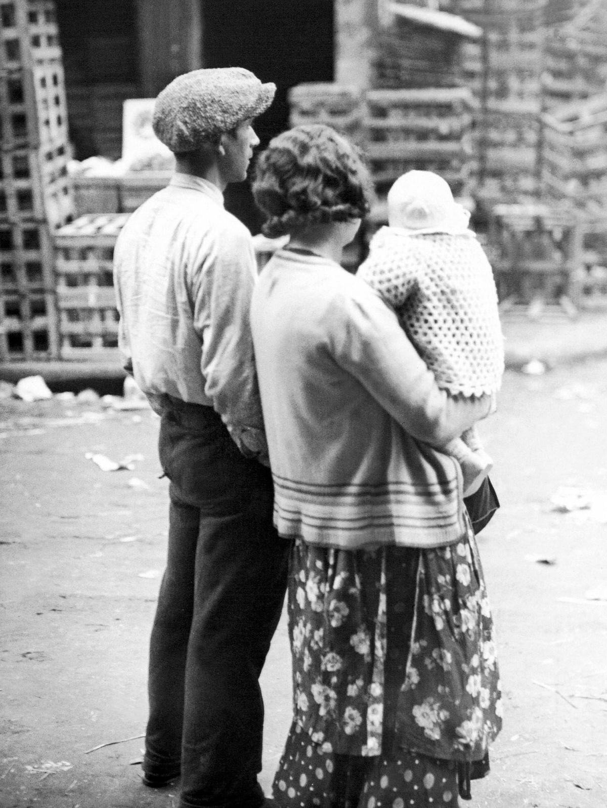 Parisian family in the Les Halles district of Paris, France, 1930.