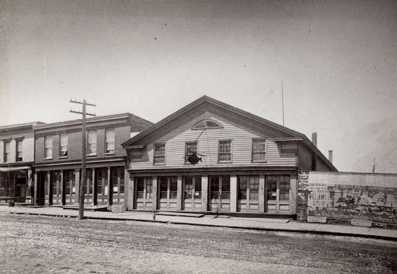 Dousman Warehouse, East Water Street. Originally located on the wharf parallel with the river, 1870