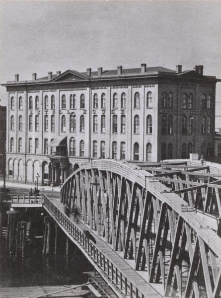 Axtell House, located at Walker's point on the corner of S. Water and Ferry Streets, 1870