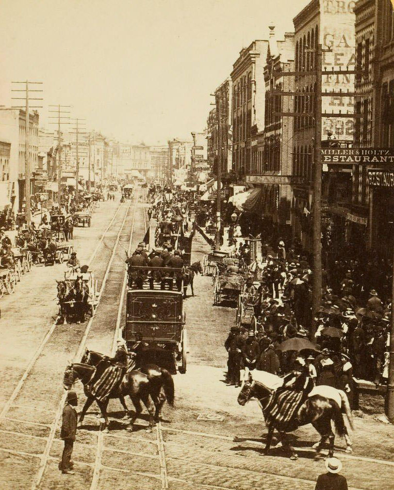 Circus in Town, corner West Water and Grand Avenue, 1880s
