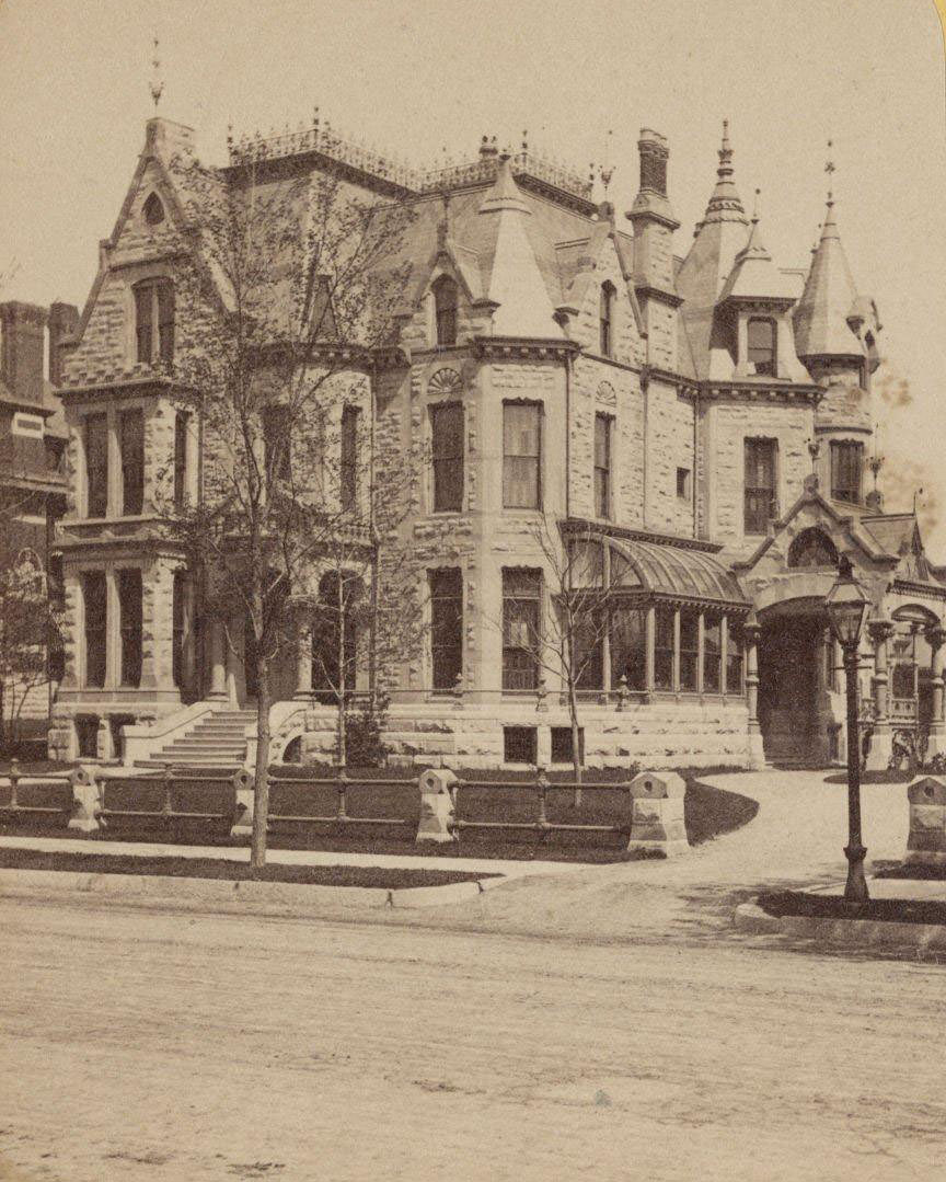 Stereoview of Broadway in Milwaukee, Milwaukee, Wisconsin, 1874.