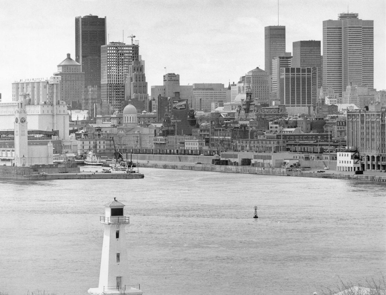 Cityscape and Saint Lawrence River, Montreal, 1960s