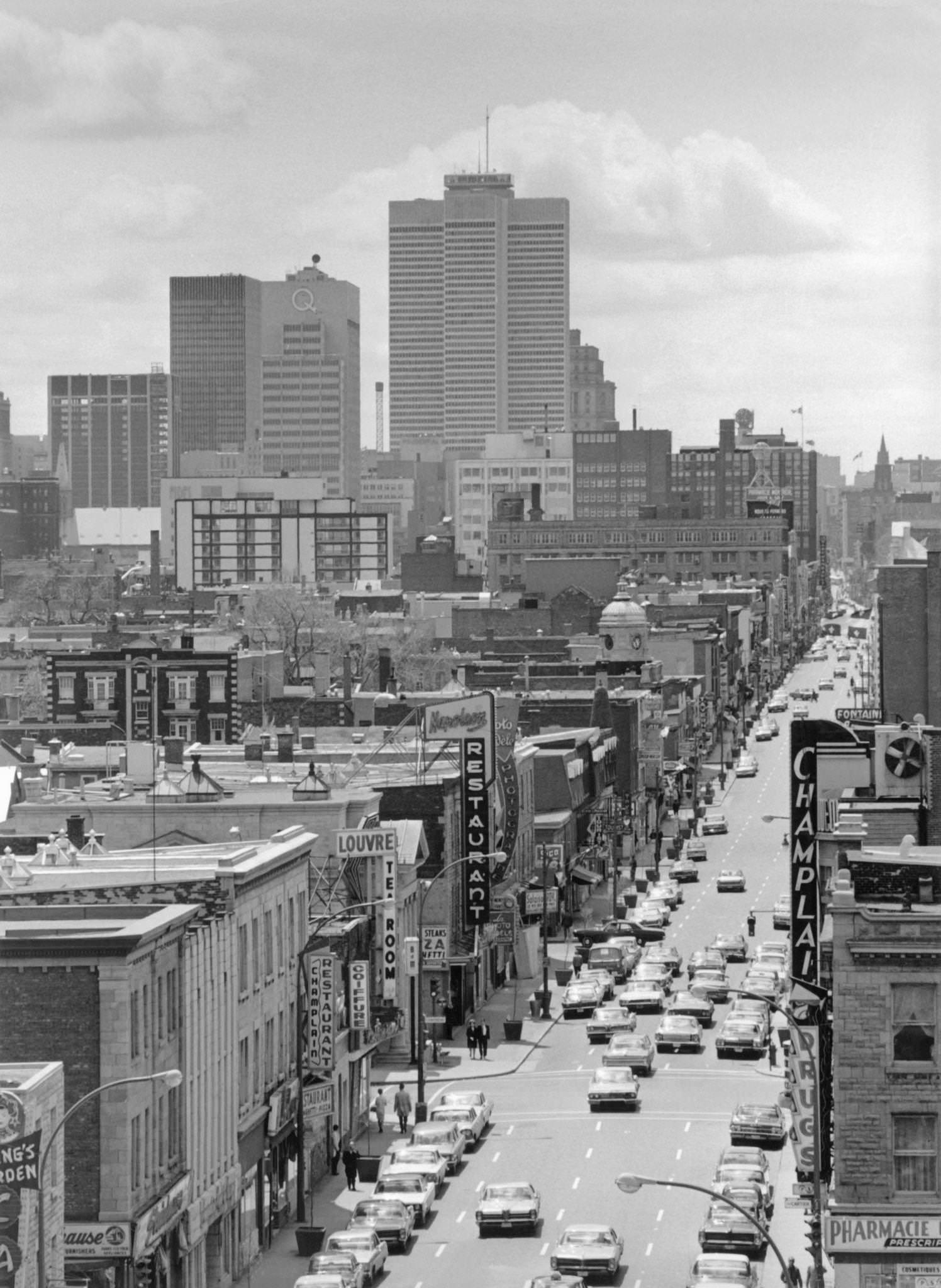 View from suburb to city center, Montreal, 1960s