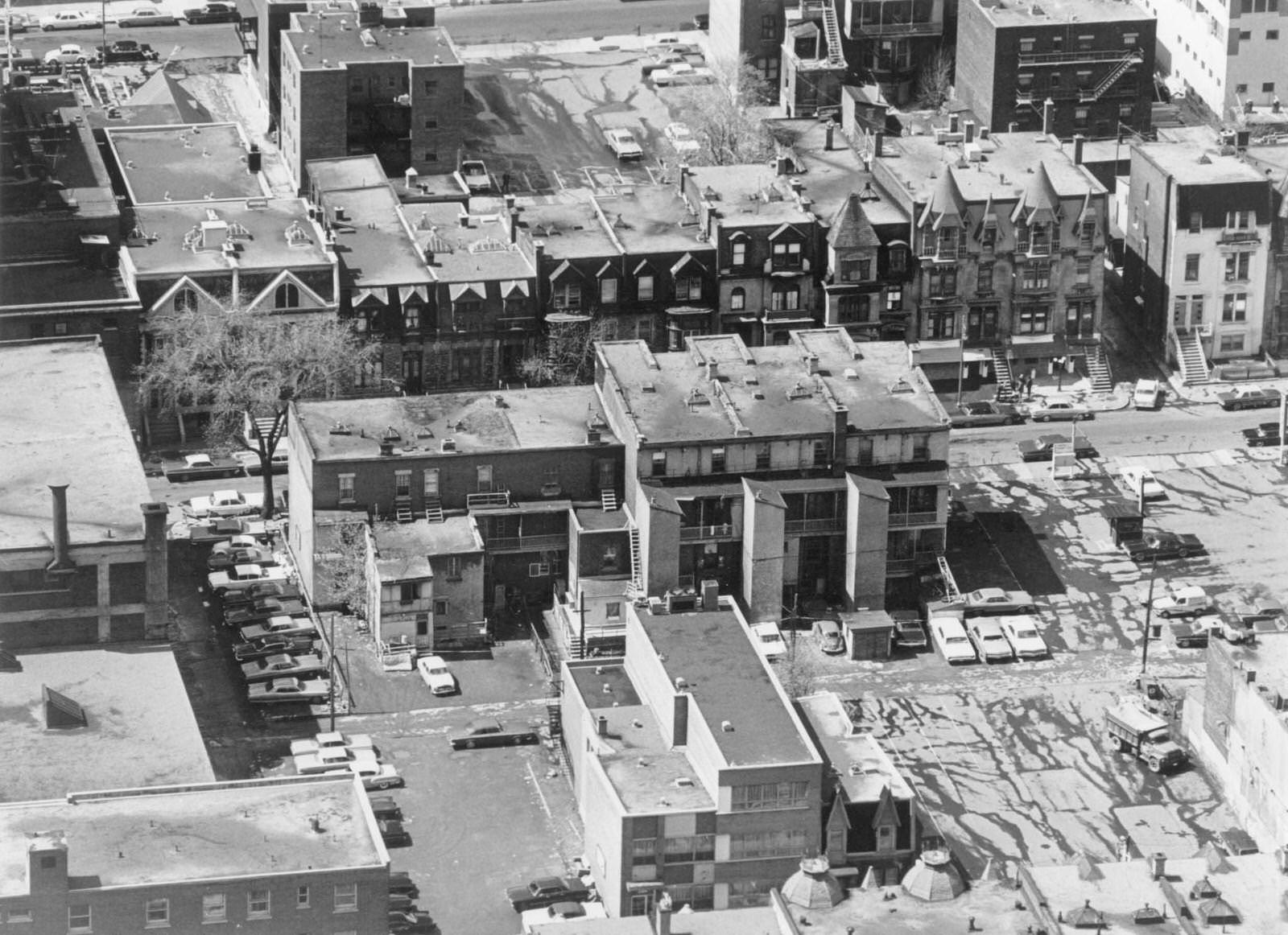 Residential houses at suburb, Montreal, 1960s