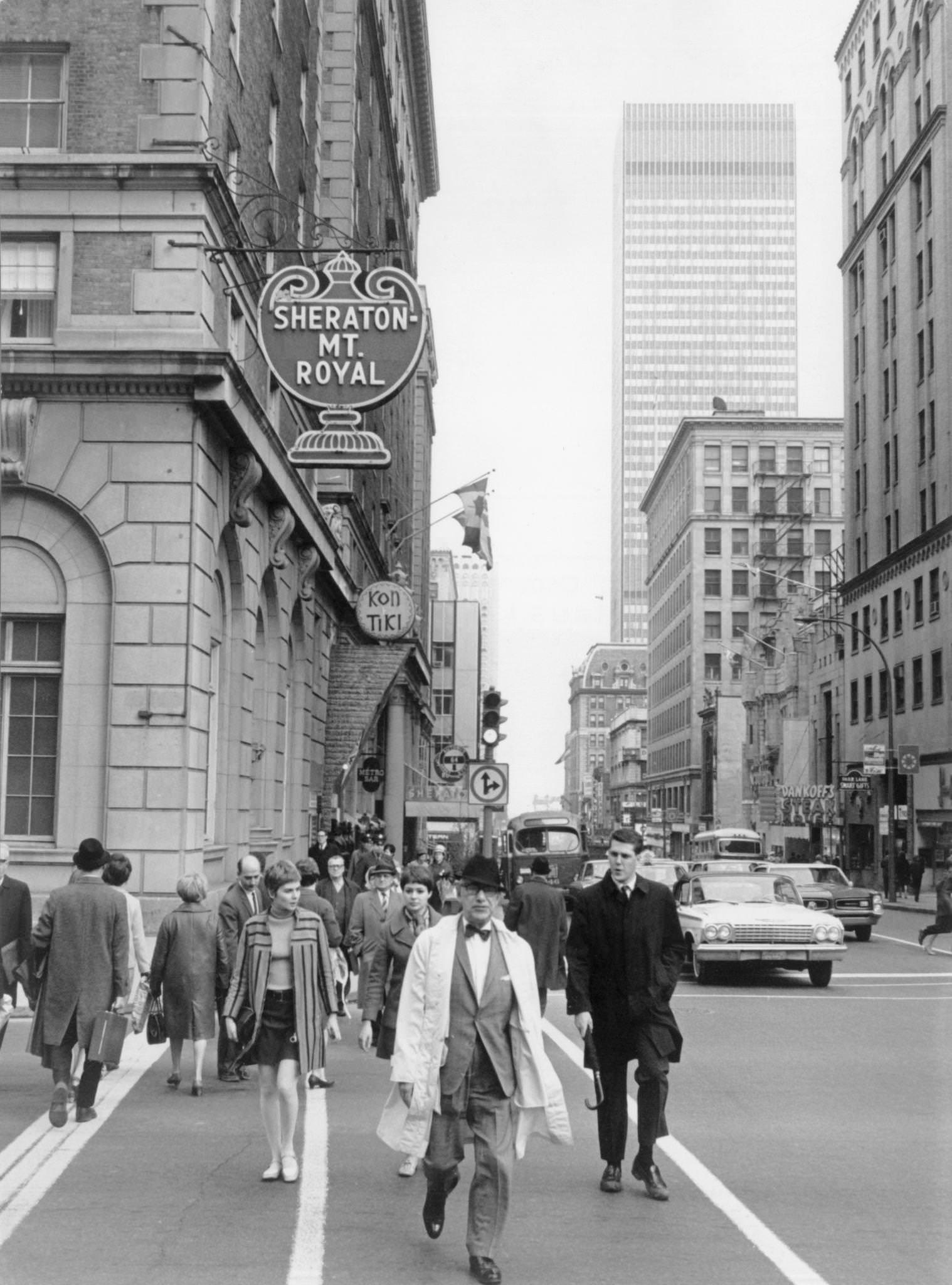 Main shopping street, Montreal, 1960s