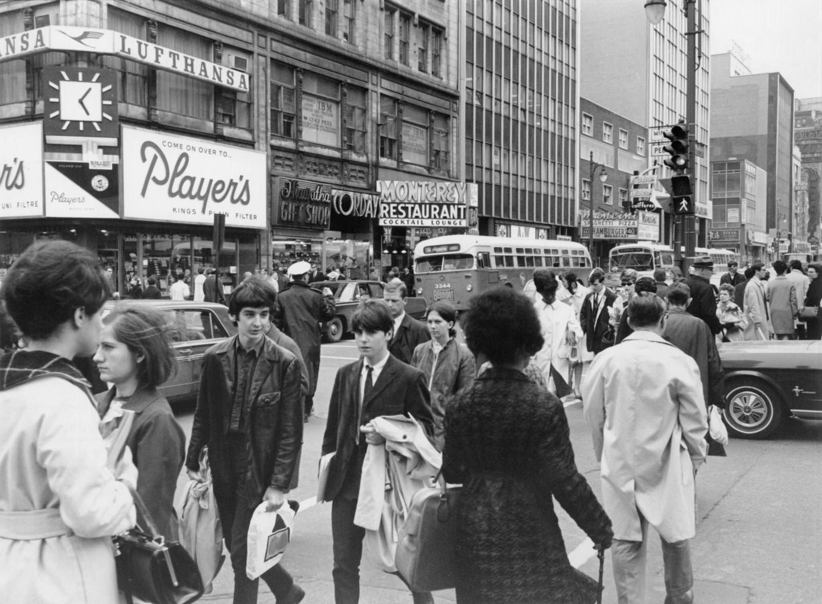 Shopping street, Montreal, 1960s