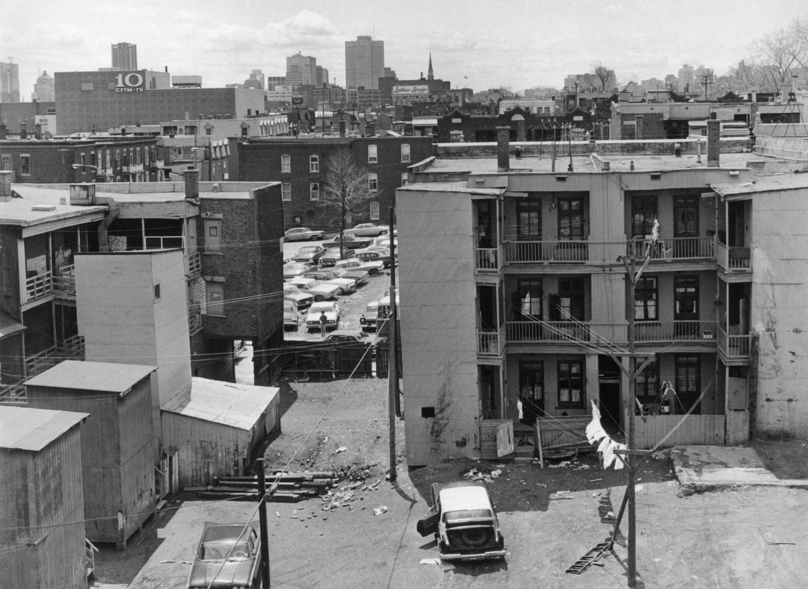 View of suburb to city center, Montreal, 1960s