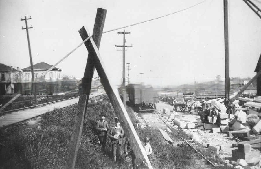 Carlaw Brothers granite yard and J. W. Keating Grocery, 1888