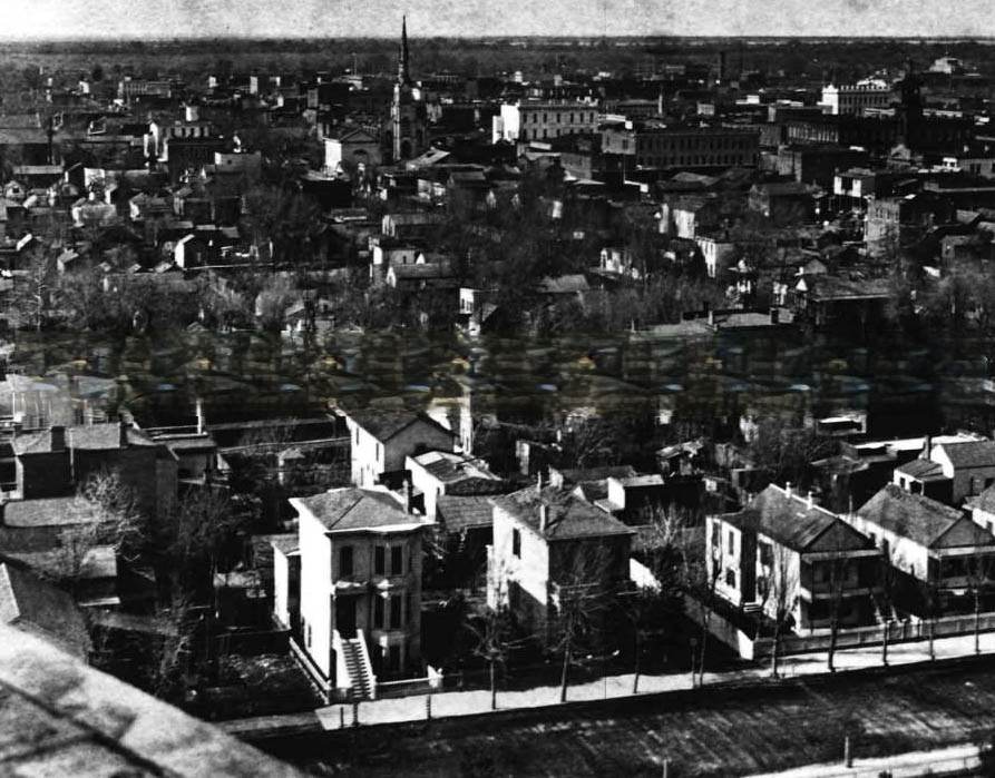 Northwest view from Capitol Dome looking across L Street also showing 10th and 9th Streets, 1880