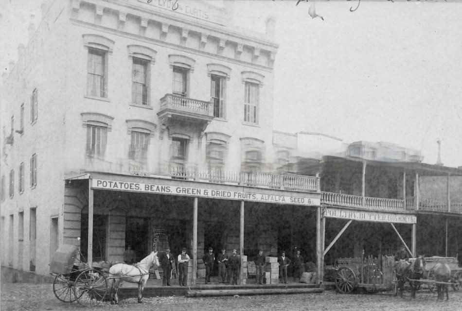 Lyon & Curtis Building, 117 J Street, between Front and 2nd Streets, c. 1885.