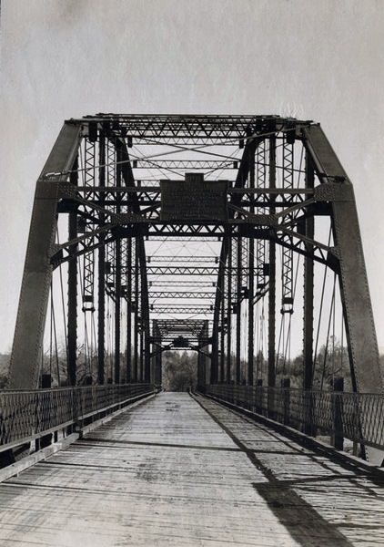 Anderson Free Bridge, 1884. Two views show bridge built of steel on concrete piers.