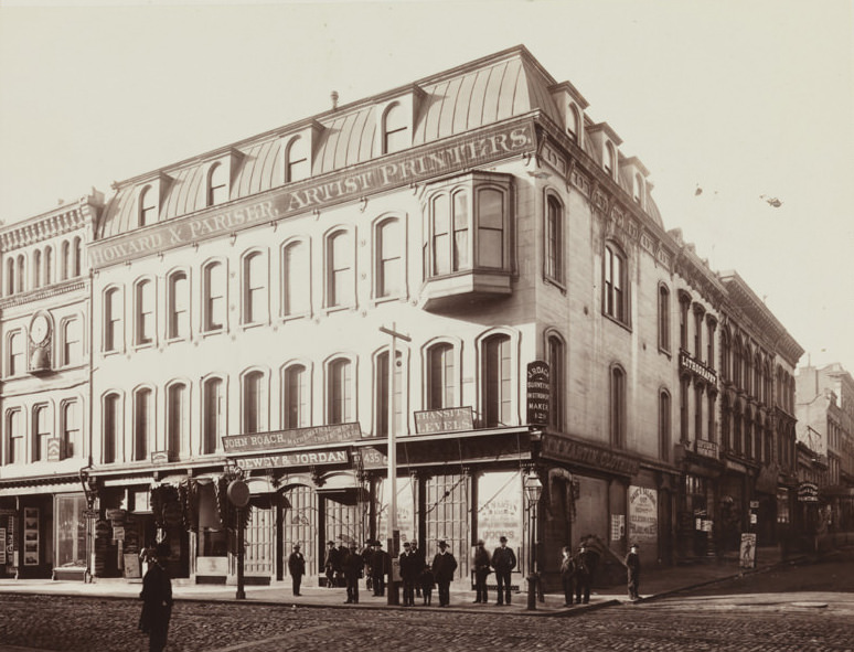 Howard & Pariser, printers, publishers, and blank book manufacturers, 429 Montgomery Street, corner Sacramento, 1884
