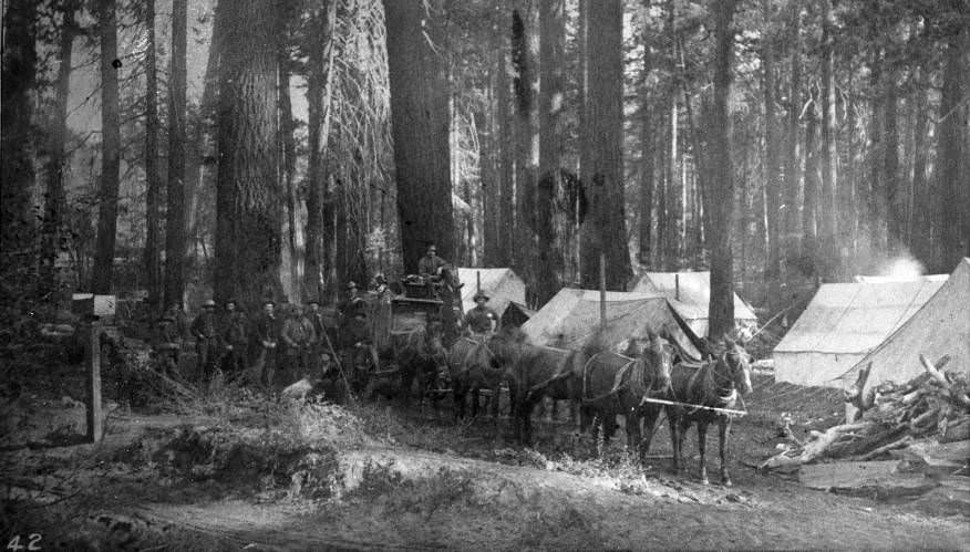 The Central Pacific Railroad company and horses at Sacramento River Canyon.Central Pacific Railroad Survey, 1888