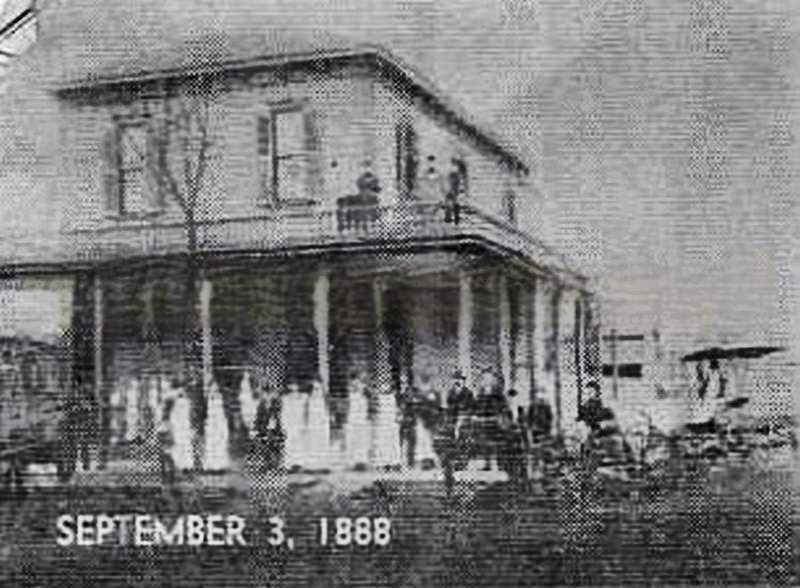 Sacramento newspaper a building which looks like a hotel with staff in foreground, dated September 3, 1888.