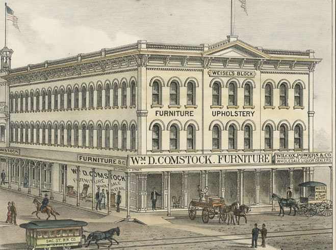Weisel's Block. Cor. K & 5th Sts. Sacramento, 1880
