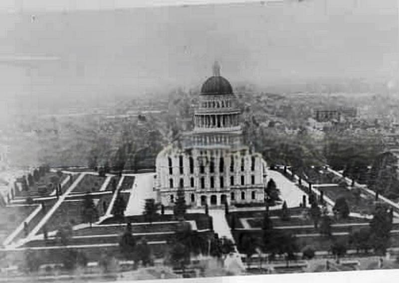 Exterior view of the California State Capitol, 1882