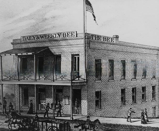 Sacramento Bee newspaper building at 1016 3rd Street, 1880