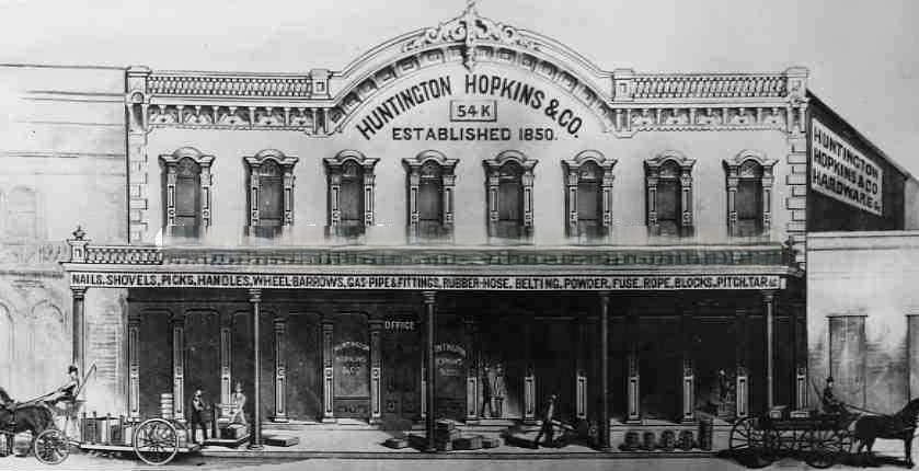 Drawing of Huntington Hopkins & Co. hardware store, 1880s