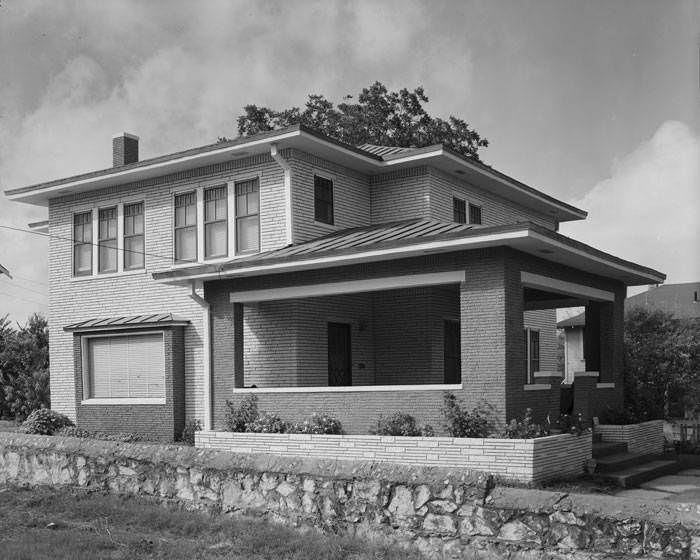 House with asbestos cement veneer siding by Brickstone Products Corporation, 1955