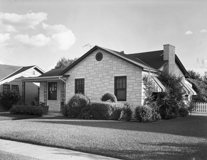 House at 338 with asbestos cement veneer siding by Brickstone Products Corporation, 1955