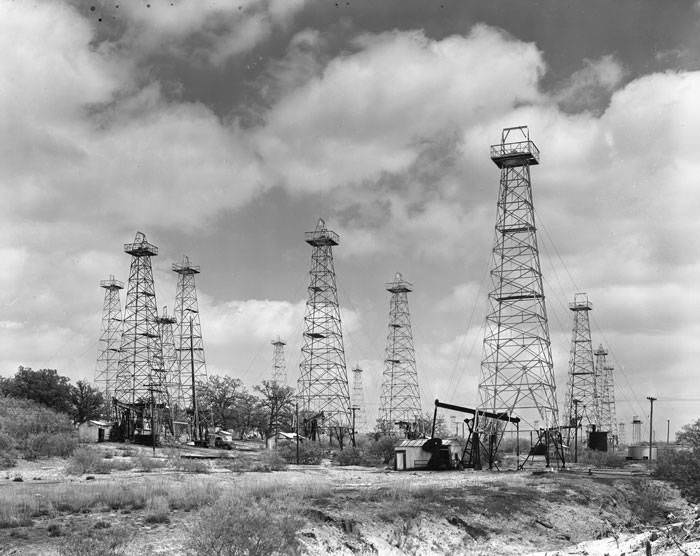 Oil derricks in South Central Texas, 1950