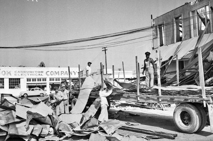 Demolition of the Vance house at 210 E. Nueva Street to make way for the new Federal Reserve Bank, 1952