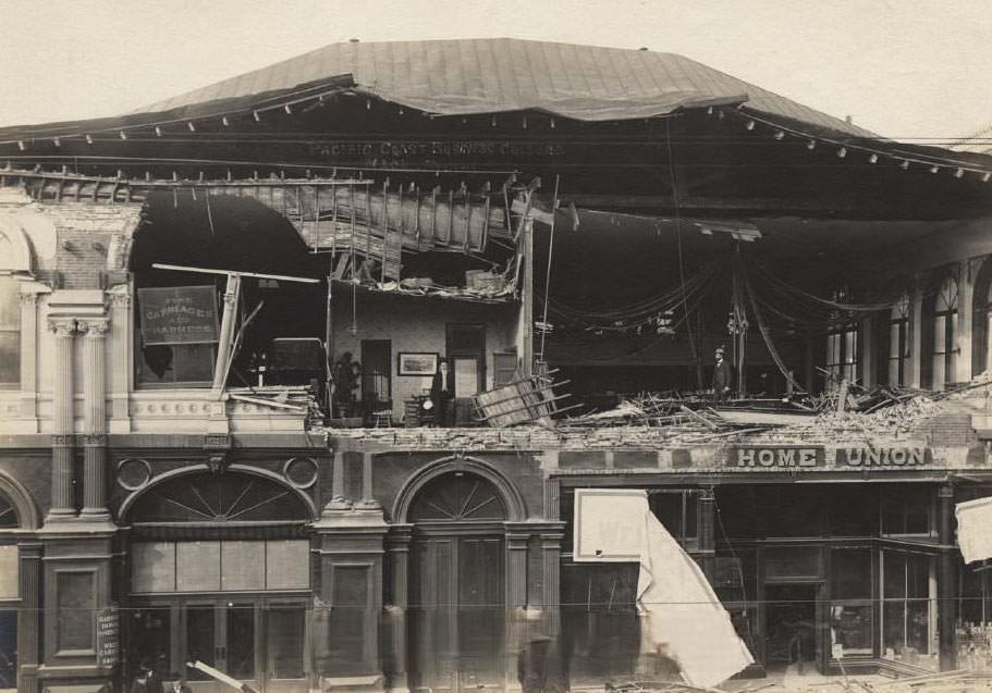 Earthquake damage to Garden City Implement and Vehicle Company at 61 South Market Street, San Jose, 1906