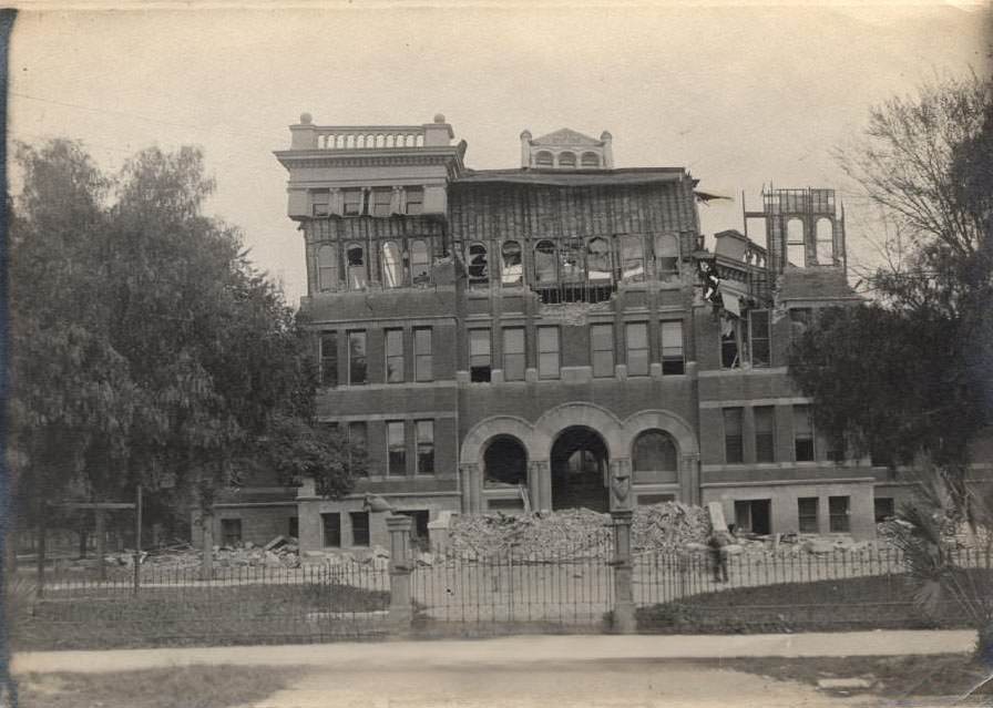 San Jose High School After Earthquake, 1906