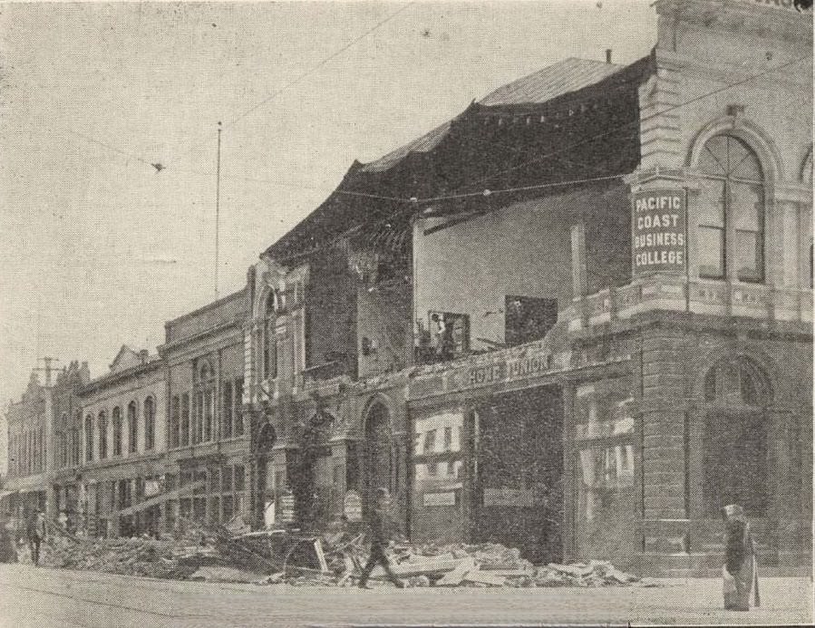 Pacific Coast Business College Building after 1906 Earthquake, San Jose.