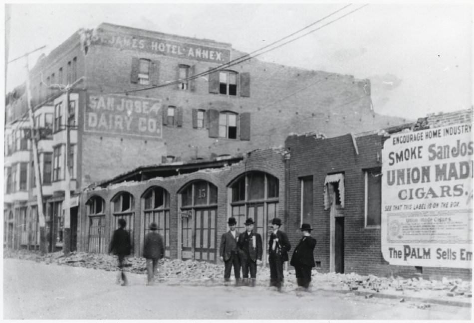 St. James hotel-Annex and other nearby buildings, all brick, damaged by earthquake, 1906.