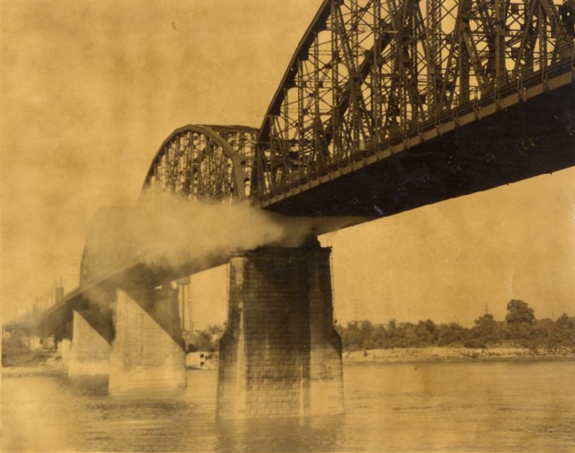 McKinley Bridge Roadway on Fire, 1936