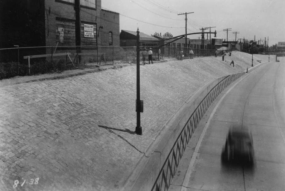 Finished section from Taylor Ave East. North side of Highway, 1938