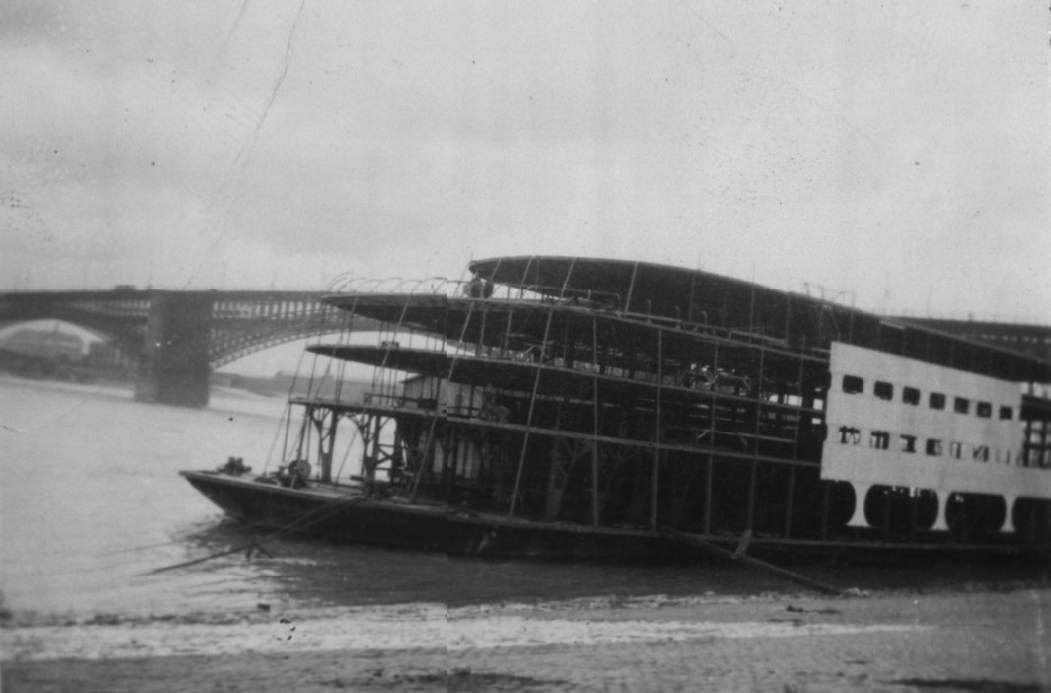 Streckfus steamer, the Admiral, while under construction in May 1937