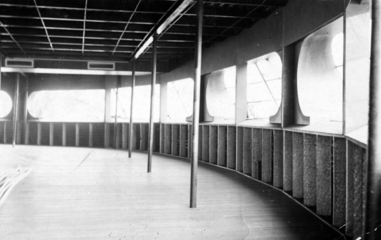 The interior of the second deck of the Admiral steamboat as it was under construction, 1939