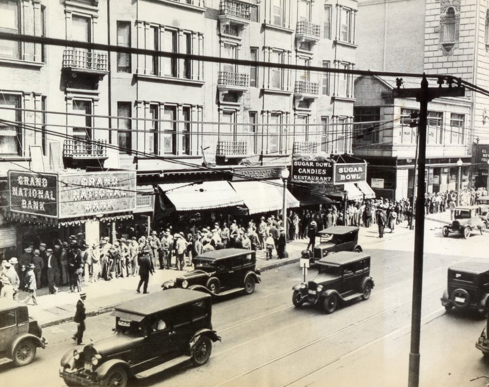 Grand Avenue National Bank (exterior) after Robbery, 1930