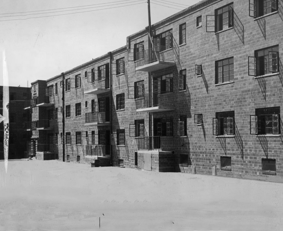 Neighborhood Gardens Apartments - Exterior cut, 1935