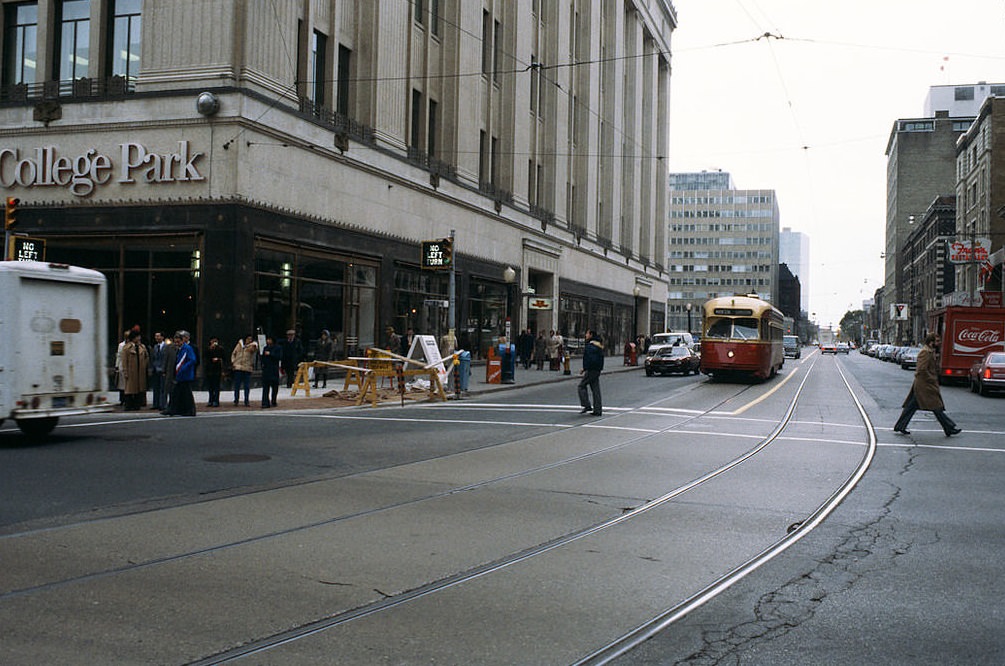 PCC streetcar on College Street, 1980